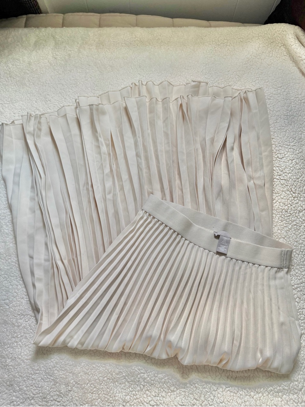 H&M Cream Pleated Midi Skirt